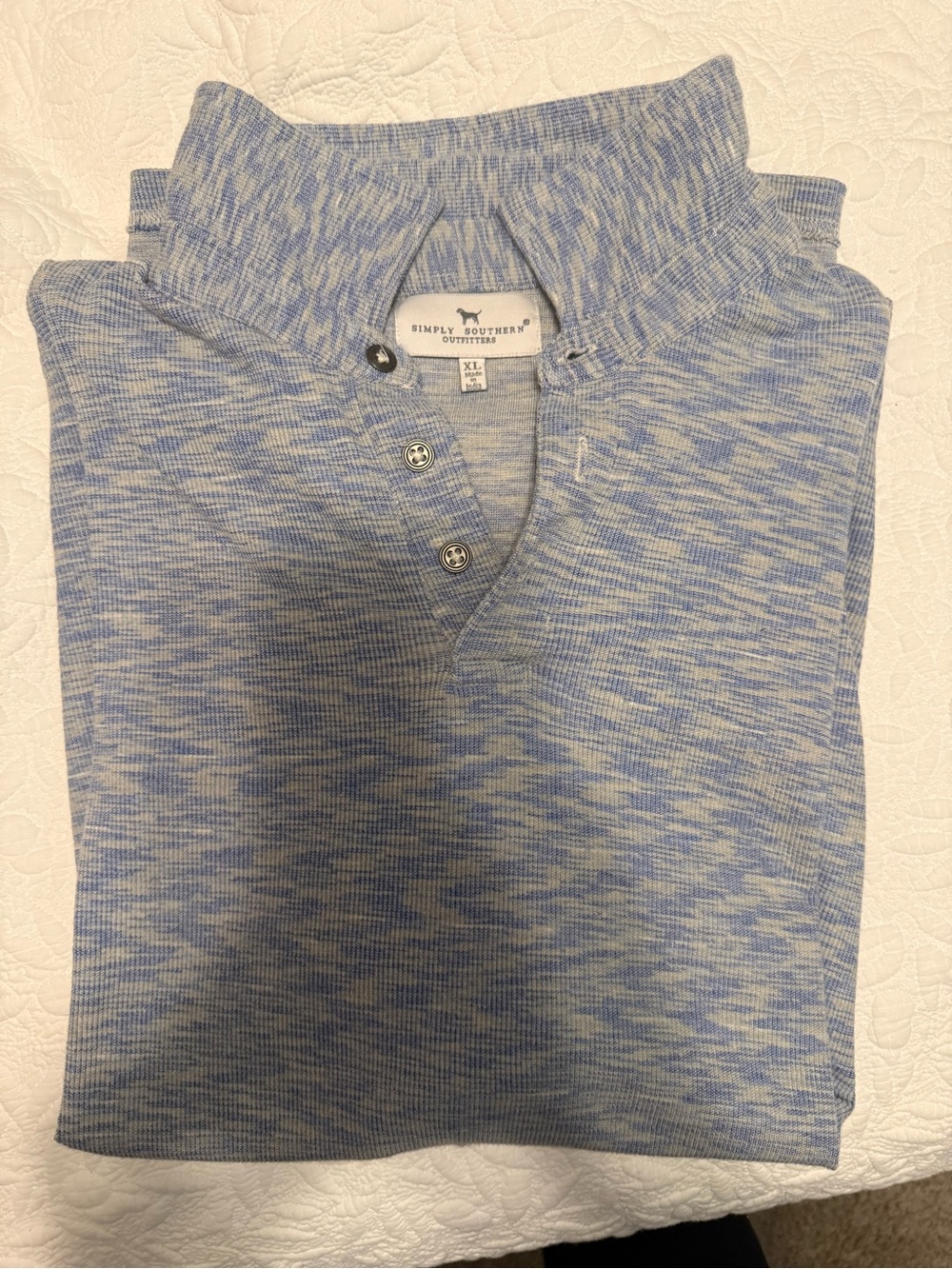 Simply Southern Men's Light Blue Heather Henley Pullover